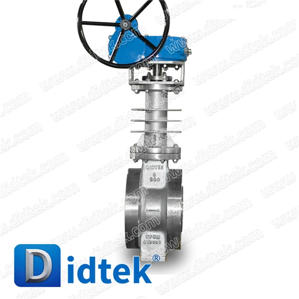 Didtek 6'' 900 LB CF8M Worm Gear Operated Stainless Steel Hard Seal Double Flange End Industry Triple Offset Butterfly Valve