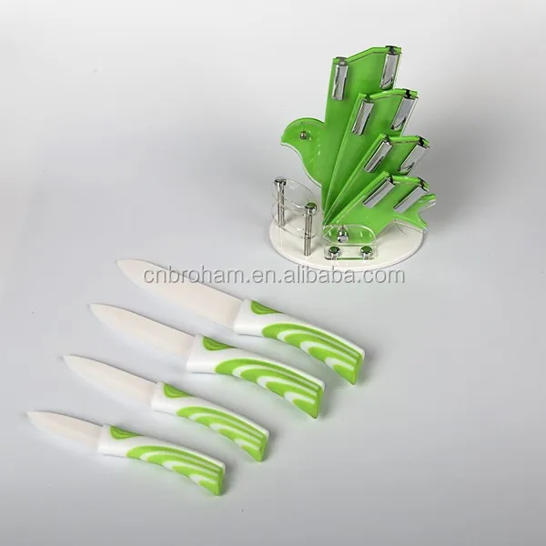 6 Piece Ceramic Blade Multi Color Kitchen Knife Set With Acrylic Stand