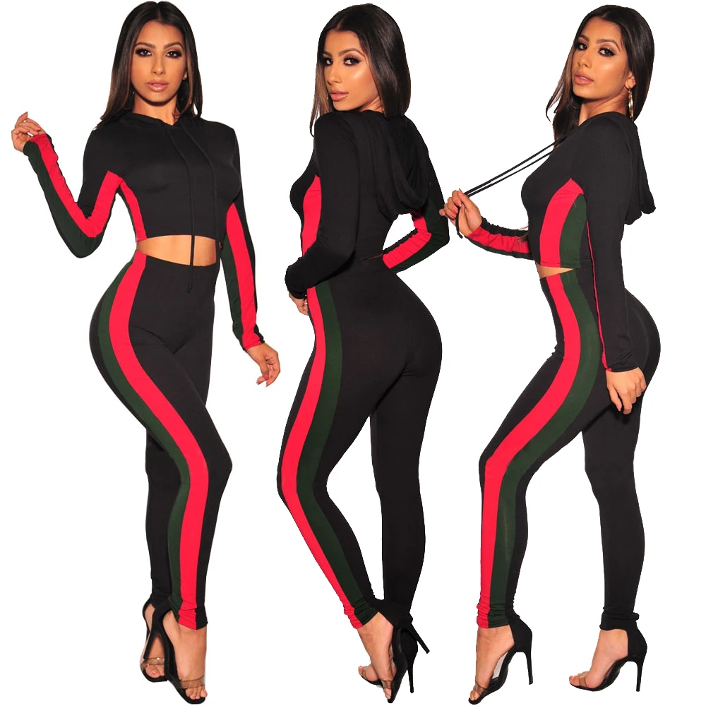 Wholesale women long sleeve hoodie crop top sweatshirt and sweatpants two piece tracksuit with stripes
Wholesale women long sleeve hoodie crop top sweatshirt and sweatpants two piece tracksuit with stripes