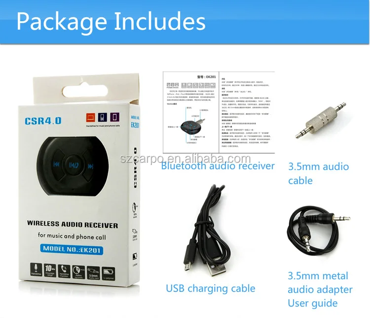 factory hotsale Hands-free rechargeable wireless adapter with microphone for car audio - ANKUX.COM