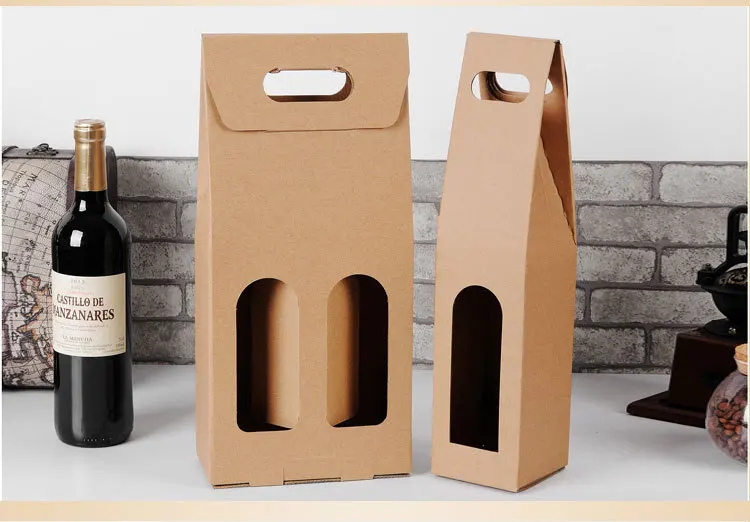 custom craft cardboard wine gift box for 2 bottle