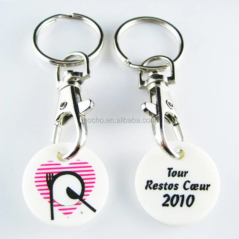 plastic trolly coin keychain