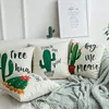 Summer Style Cactus Decor Throw Pillow Cover Green Plants Decorative Cotton Linen Burlap Square Outdoor Cushion Cover Pillow