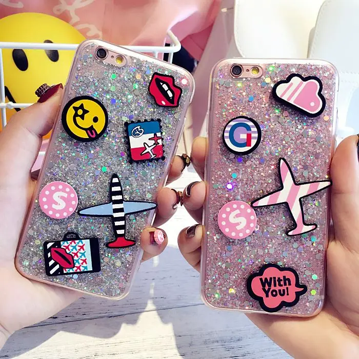 Luxury Pink Glitter Airplane Smile Face Case Soft Tpu Silicone Case Cover for iPhone 7 7plus 6 6plus Bling Back Cover Capa Cases 
Luxury Pink Glitter Airplane Smile Face Case Soft Tpu Silicone Case Cover for iPhone 7 7plus 6 6plus Bling Back Cover Capa Cases