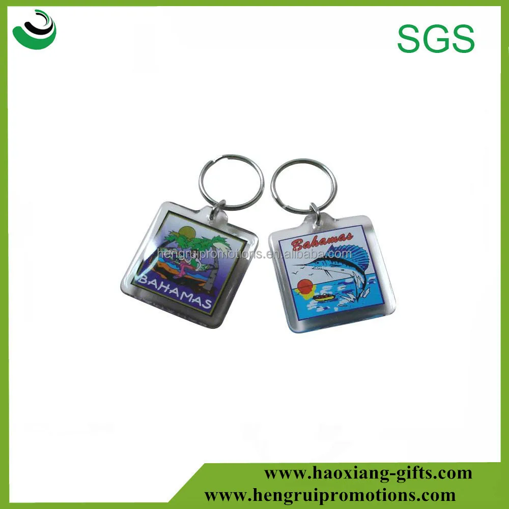 Customized OEM Promotional Plastic Acrylic blank keychain/picture photo PS key chain/keyring