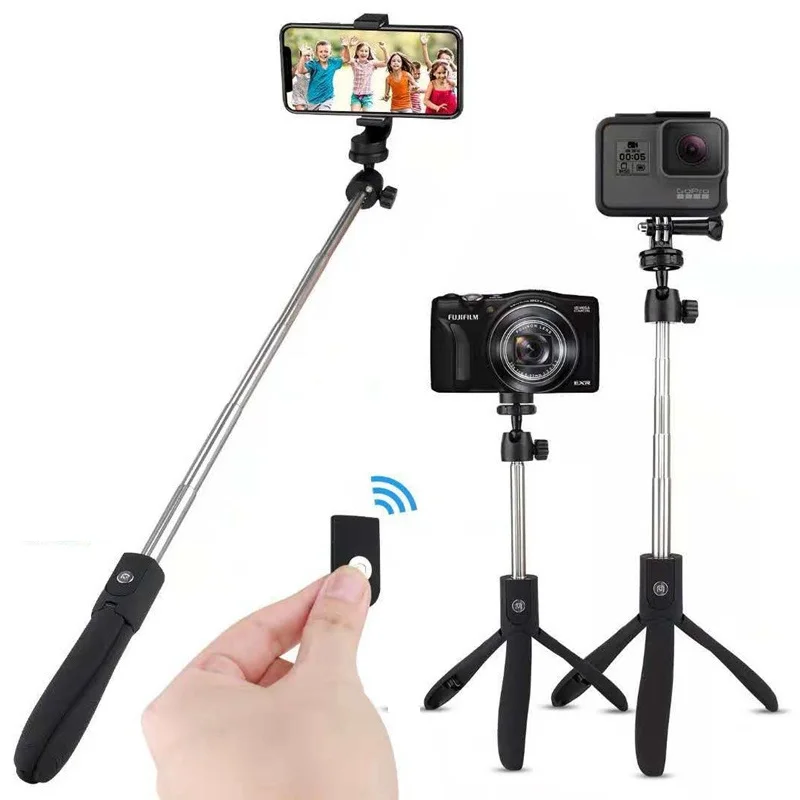 

360 Rotation Bluetooth Selfie Stick Monopod with Foldable Tripod Stand and Remote Control, Black