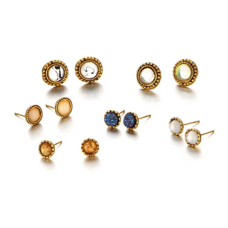 Luxury 6pairs/set Elegant Gold Stud Earring For Women Colorful Crystal Earring Set Lady (KES056), Same as the picture
Luxury 6pairs/set Elegant Gold Stud Earring For Women Colorful Crystal Earring Set Lady (KES056), Same as the picture