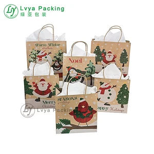 wholesale christmas brown kraft paper recycle gift bag for food