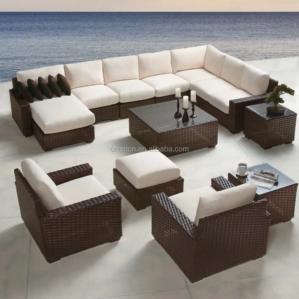 New Arrival Large 10 Seater Sofa Group With Chaise Lounge Wicker Patio