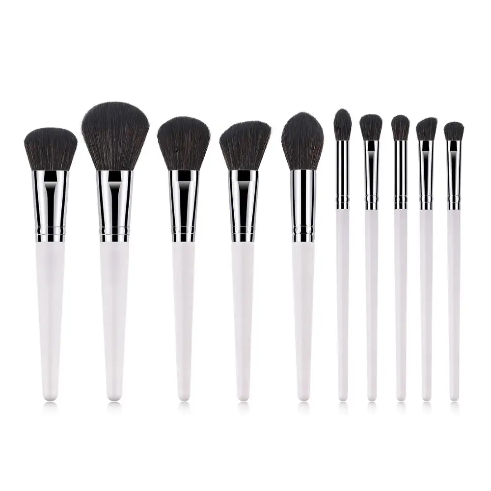 White Handle 10 PCS Blush Powder Makeup Brush Set with Silver Ferrule 
White Handle 10 PCS Blush Powder Makeup Brush Set with Silver Ferrule