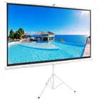 100" Projector 16:9 Projection Screen HD Adjustable Tripod Manual Pull-down 87" x 49" Portable Foldable Stand