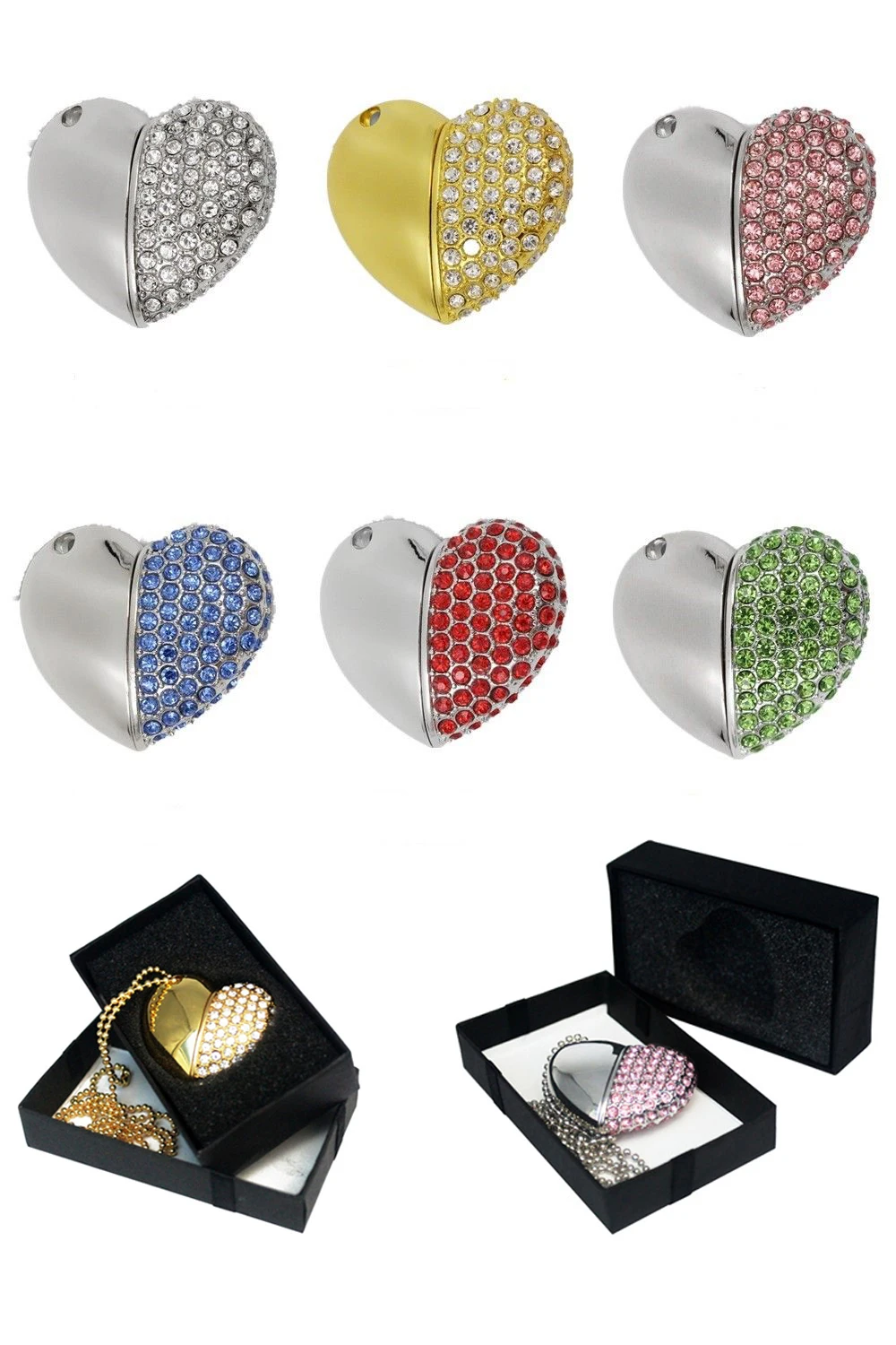 promotional gift heart shape usb flash drive crystal thumb drive