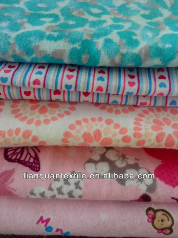 100 cotton flannel fabric/flannelette rolls blue pink yellow