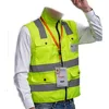 High Visibility Safety Vest 4 Multi-Functional Pockets With Zipper Front And Reflective Strips - ANSI/ISEA W/ Collar Size XL