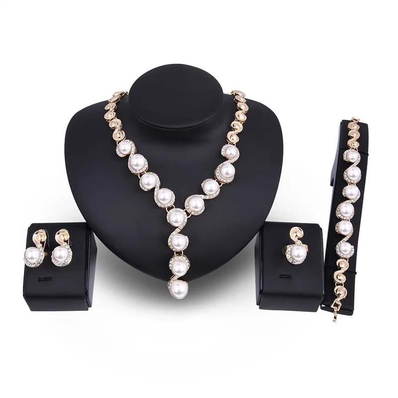 Women 4 Pcs African Fashion Jewelry Sets Luxury Saudi Gold Plated Pearl Pendant Dubai Crystal Wedding Gift Bridal Jewelry Set, As show
Women 4 Pcs African Fashion Jewelry Sets Luxury Saudi Gold Plated Pearl Pendant Dubai Crystal Wedding Gift Bridal Jewelry Set, As show
