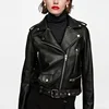 Wholesale women short zipper faux leather biker jacket