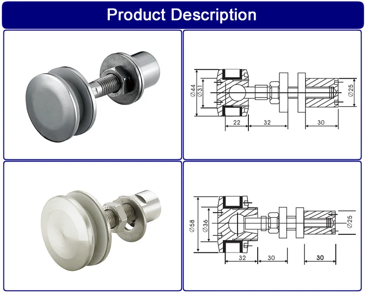Hight Quality Stainless Steel Spider Bolt Glass Holder And Routels