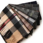 Men's Custom Fashionable 100% Cashmere Feel Warm Winter Plaid Scarf