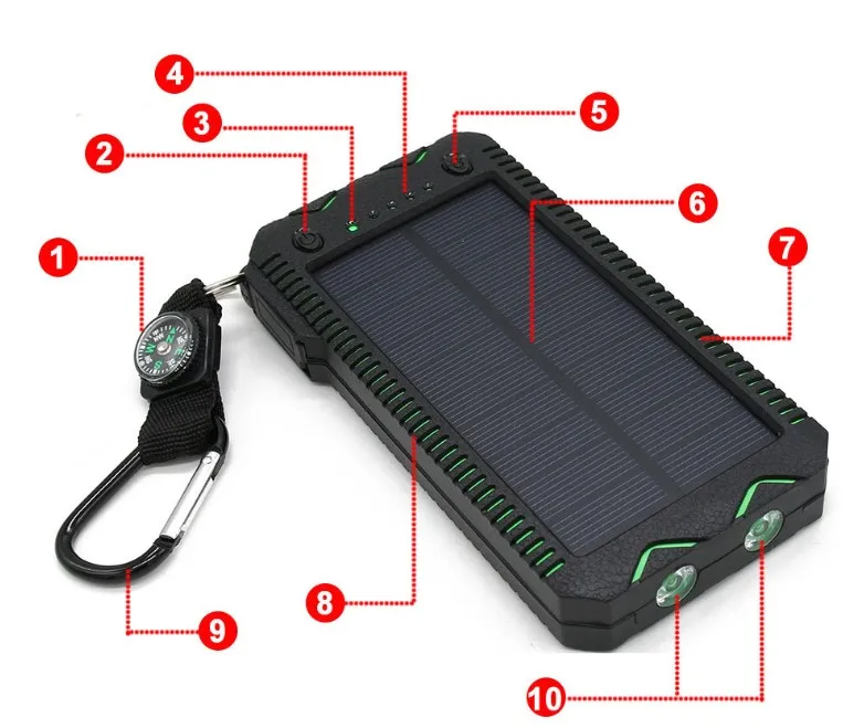Waterproof solar power bank 10000mah emergency chargers with Cigarette lighter - ANKUX.COM