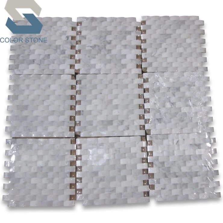 Polished 3d kitchen subway carrara white marble mosaic wall tiles