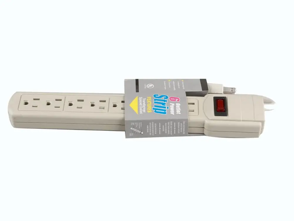6-Outlet Surge Protector Power Strip 2-Pack, 90 Joule - White