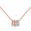 Crystal Ring Necklace Fancy 18K Rose Gold Diamond Necklace Chain Necklace