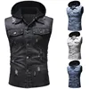 2019 Four colors hot sales slim fit sleeveless hooded denim jeans jacket/vest scratched for men