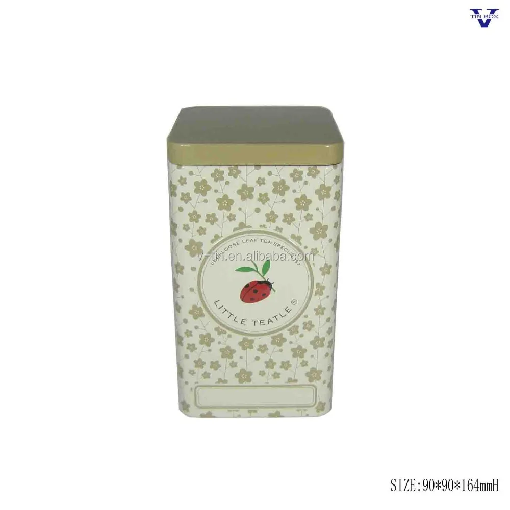 good design square shape 8oz tea tin can