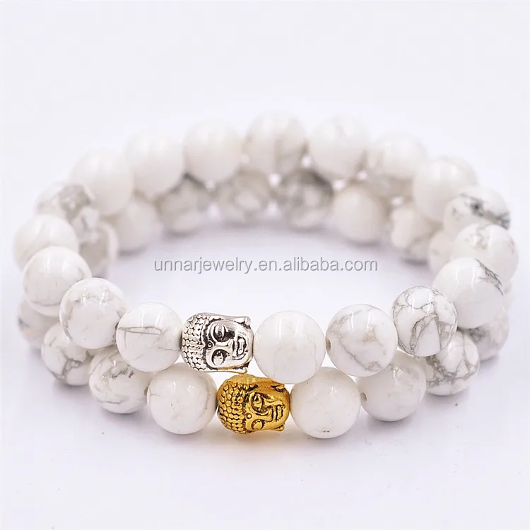 10mm nature stone white turquoise bead cheap gold buddha