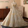 ASA-513 Elegant silver appliques ball gown lace up long sleeve Wedding Dress Ball Gown Bridal gowns