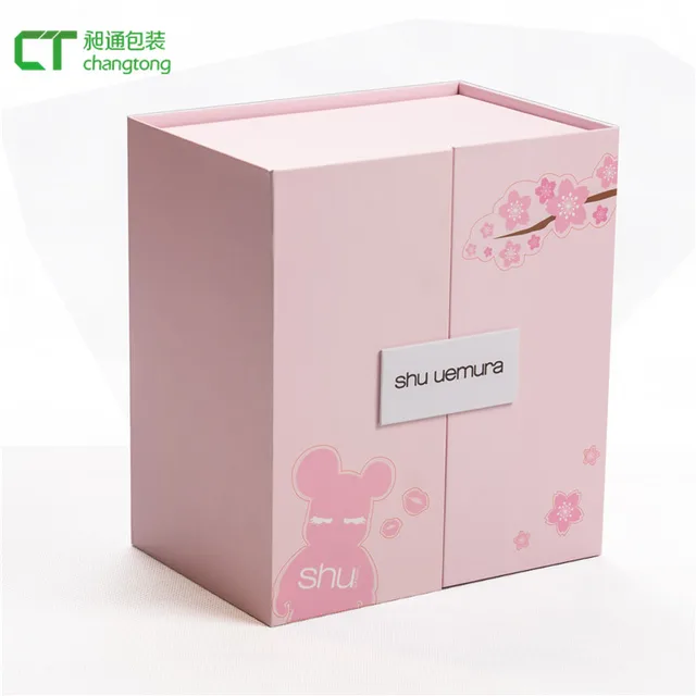 attractive design pink color gift packing customized box