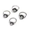 Custom Fashion Antique Silver Simple Opal Diamond Rose Gold Twist Ring Female Ring Sets
