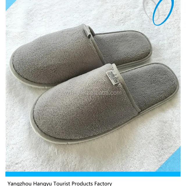 cool grey closed toe disposable adult hotel slippers