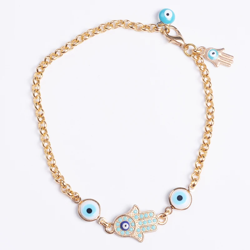 Islamic Theme Chinese High Quality Gold Alloy Chain With Hamsa Evil Eye Charms Bracelet
Islamic Theme Chinese High Quality Gold Alloy Chain With Hamsa Evil Eye Charms Bracelet