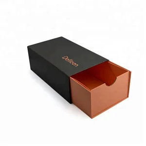 foldable hot stamping black drawer gift printed cardboard box