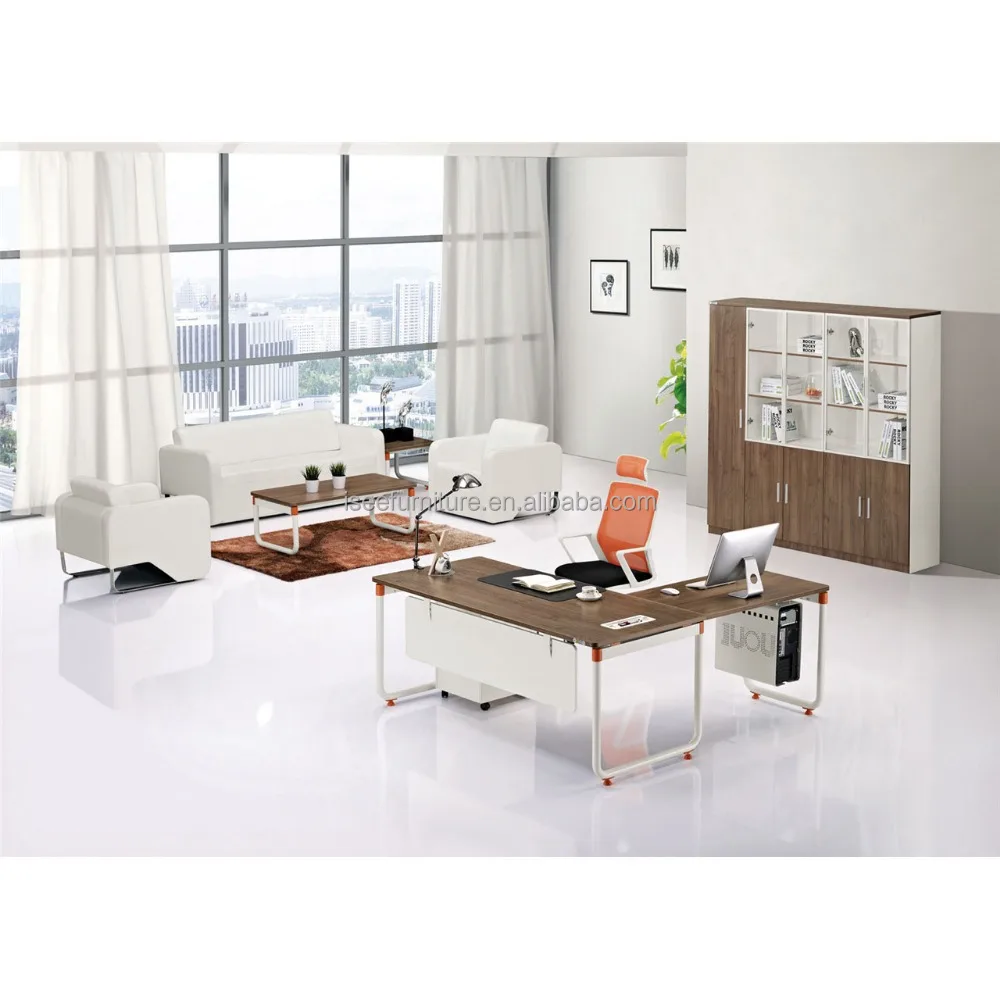 Venta al por mayor de muebles de lujo en forma de L de oficina de metal de escritorio IB3062