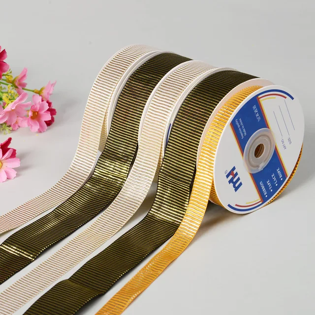 1/2 silver glitter striped wired satin ribbon for gift