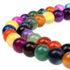 Natural Multicolor Stripe agate beads Banded Agate Stone Onyx Mixed color Round Loose beads