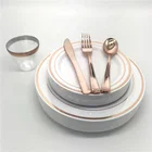 Set Dinnerware Plastic Set Disposable Plastic Rose Gold Dinnerware Set Wedding Tableware
