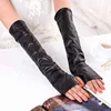 warm pu leather lace thick ladies sleeve long glove