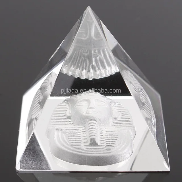 business gift clear quartz glass pyramid 3d laser crystal