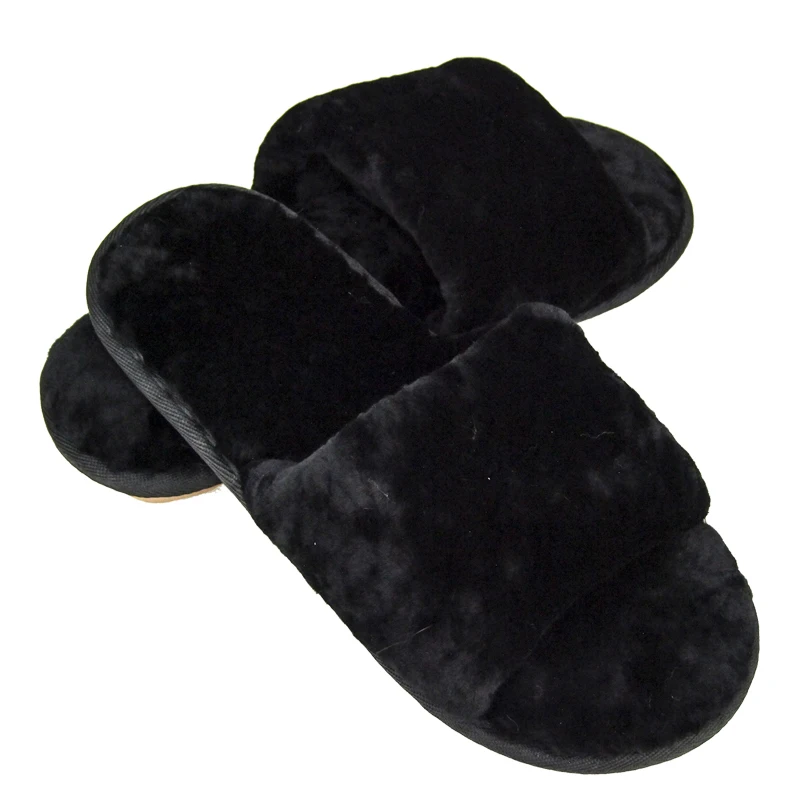 black sheepskin slippers