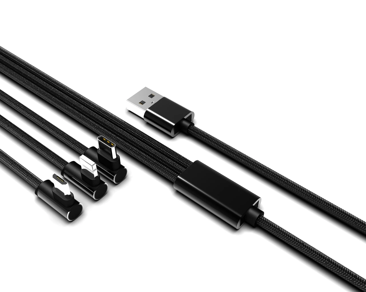 90 Degree Angle Elbow L Bending USB Data Phone Charger Charging 3 in 1 USB cable for iphone android type C - ANKUX.COM