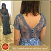 ABS-011 Elegant Short Sleeve A-Line Low Back Wedding Mother Gowns Beading Button Back 2015 Mother of The Bride Dresses