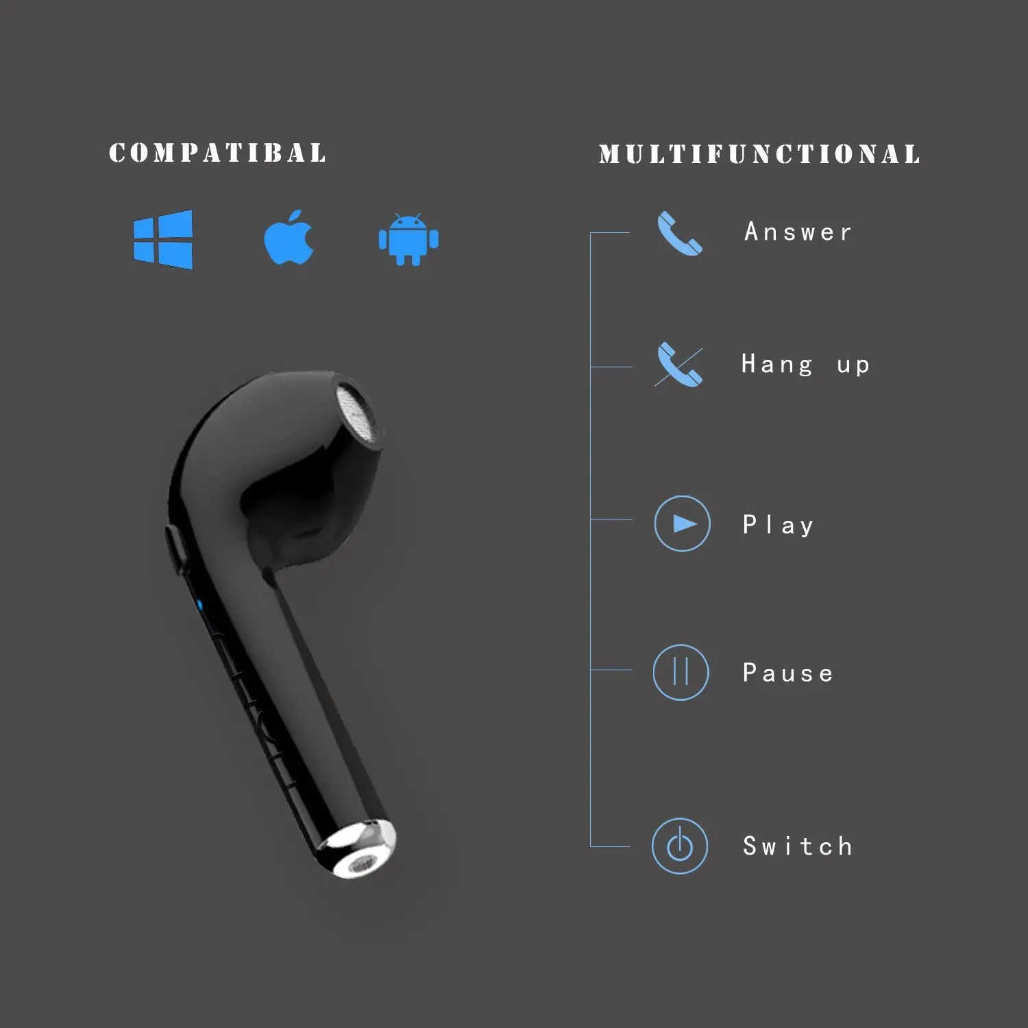 i7s tws Ecouteur Bluetooth San Fil Audifono Earbuds Headset For Mobile Phones Tablets - ANKUX.COM