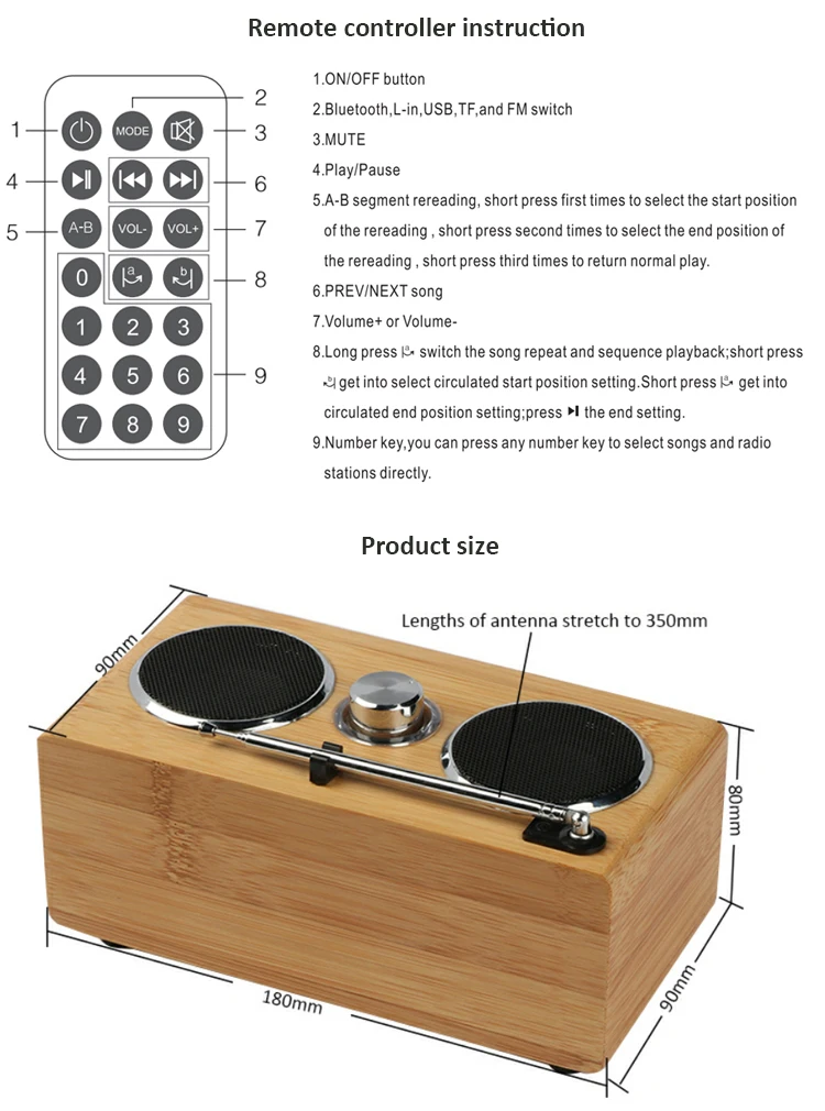 Factory custom easy and simple use bamboo wireless FM bluetooth speaker - ANKUX.COM