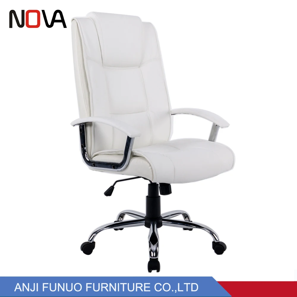 Белое кожаное кресло офис ПУ кожа оборотный недорогой стул на колесиках для продажи
