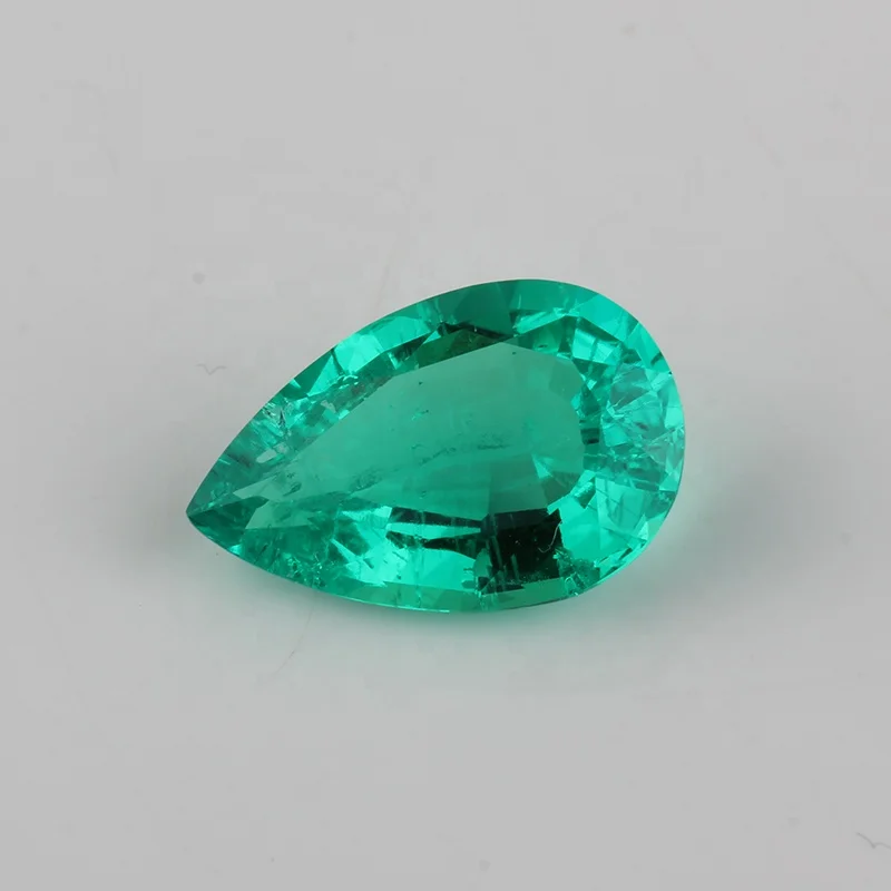 

Lab created hydrothermal emerald green AAA pear with minor Inclusions loose stones