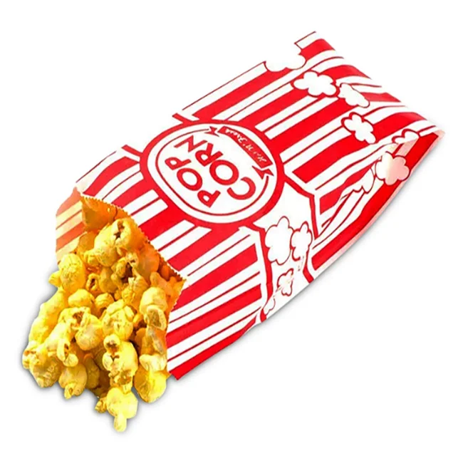 流行可生物降解的红色白色 popcorn 花纸包装袋