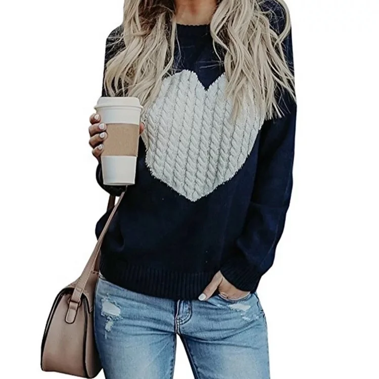 Women's Heart Pattern Patchwork Pullover Long Sleeve Crew Neck Knitted Loose Top Casual Sweater
Women's Heart Pattern Patchwork Pullover Long Sleeve Crew Neck Knitted Loose Top Casual Sweater